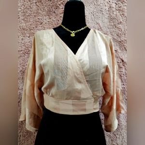 Forever 21 Blush Pink Satin-Feel Wrap Top